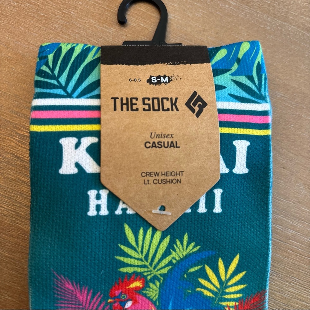 The Sock Crew Height Cushion Printed Unisex Socks Kauai Hawaii, S/M - Picture 2 of 5
